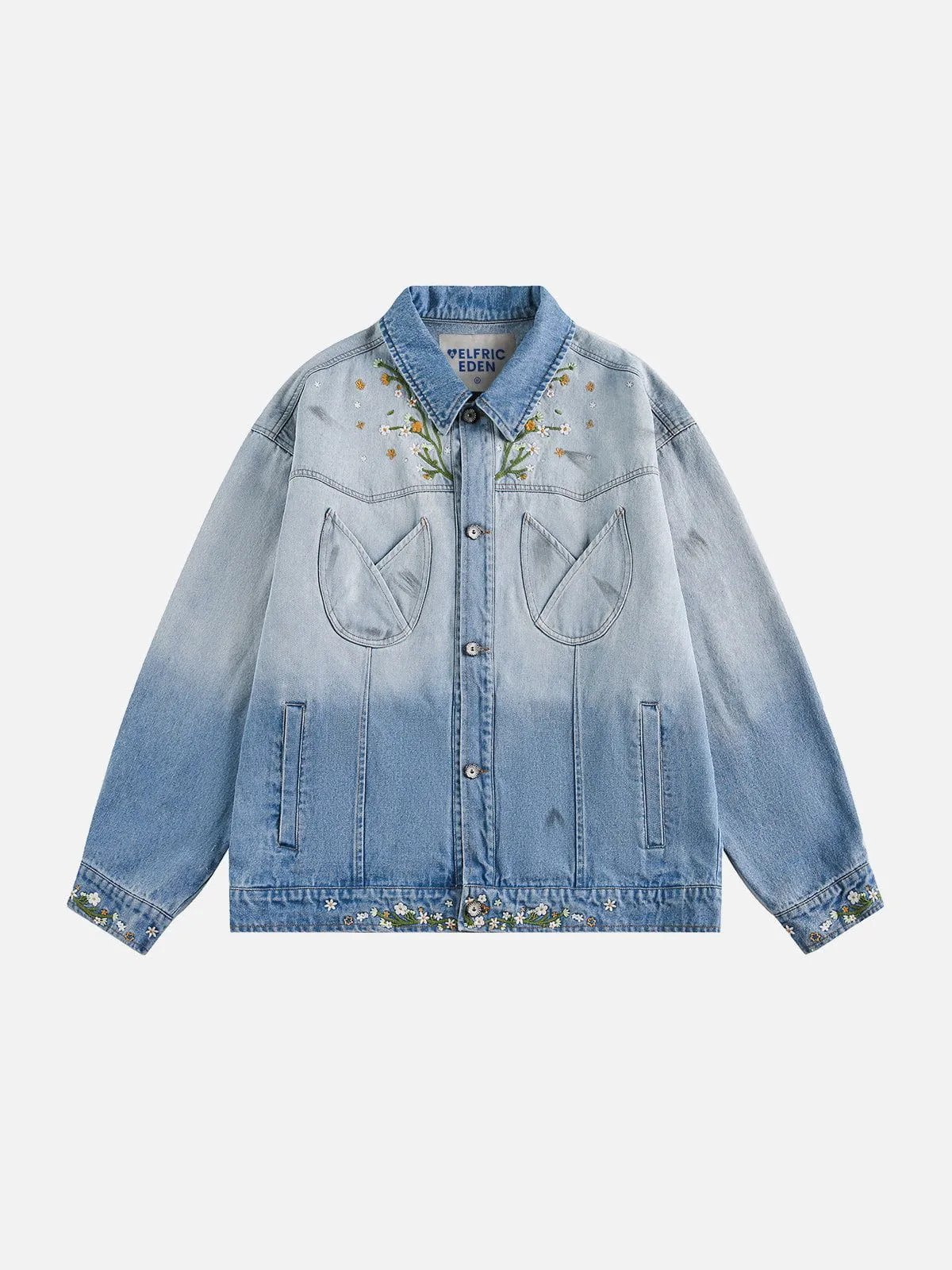 Aelfric Eden Gradient Embroidery Flower Denim Jacket sold by Aelfric Eden