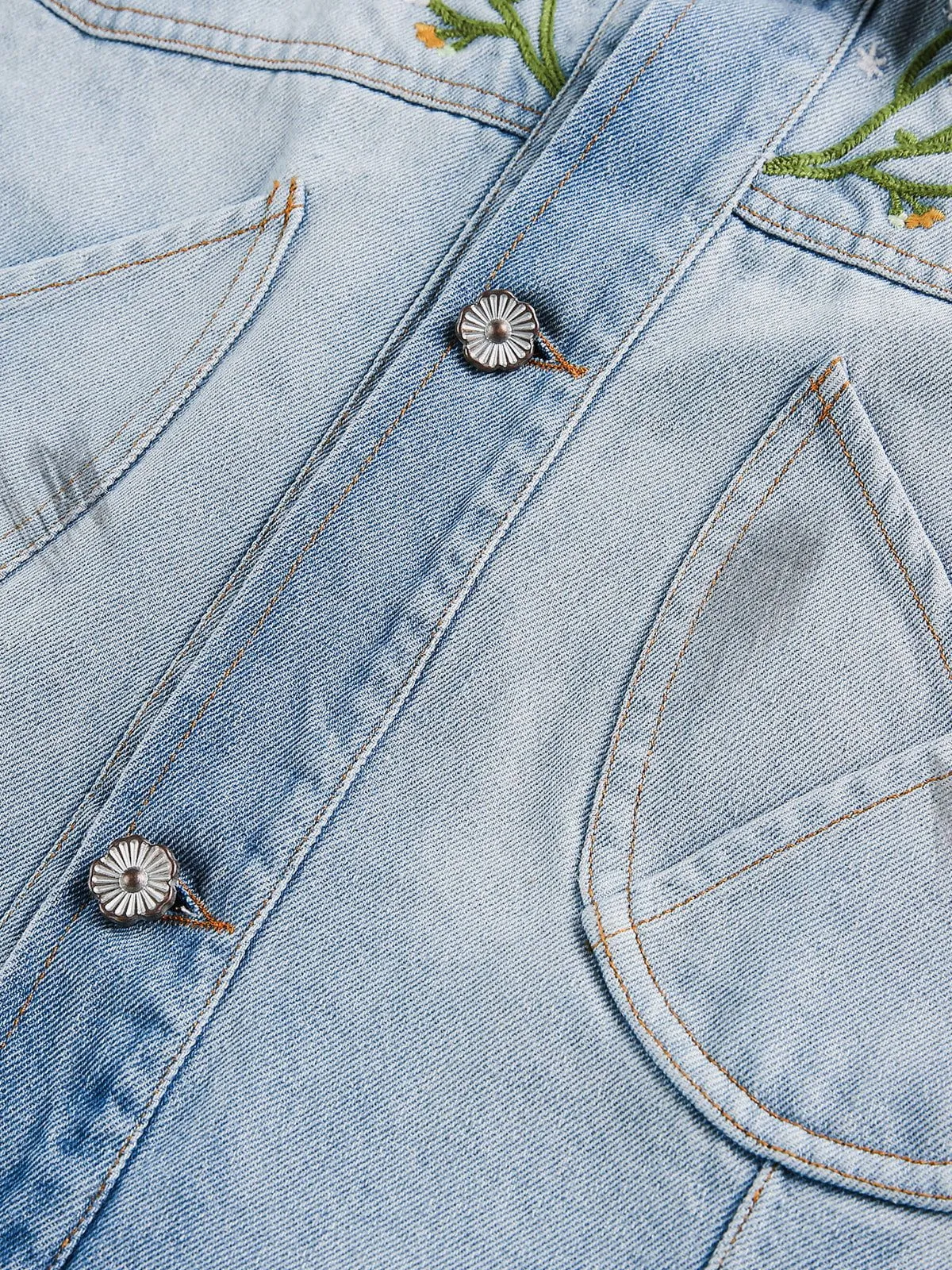 Aelfric Eden Gradient Embroidery Flower Denim Jacket sold by Aelfric Eden product image thumbnail 3