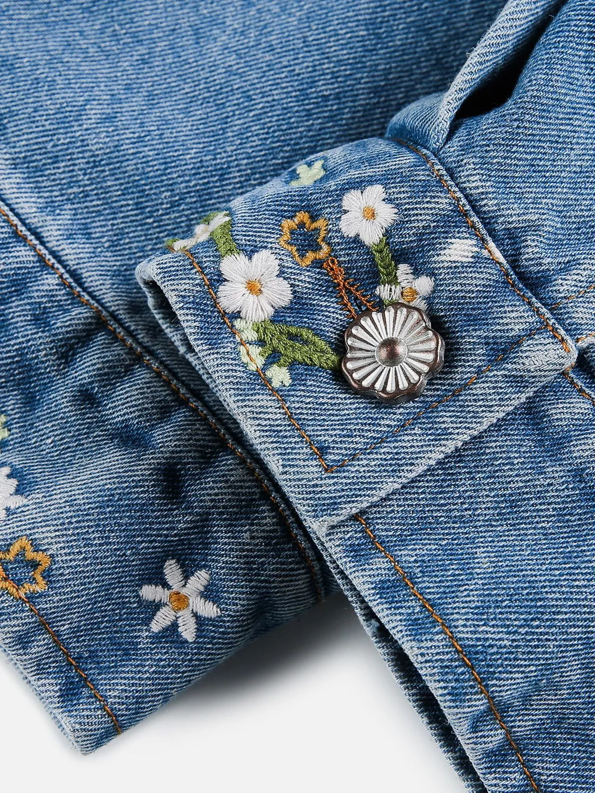 Aelfric Eden Gradient Embroidery Flower Denim Jacket sold by Aelfric Eden product image thumbnail 4