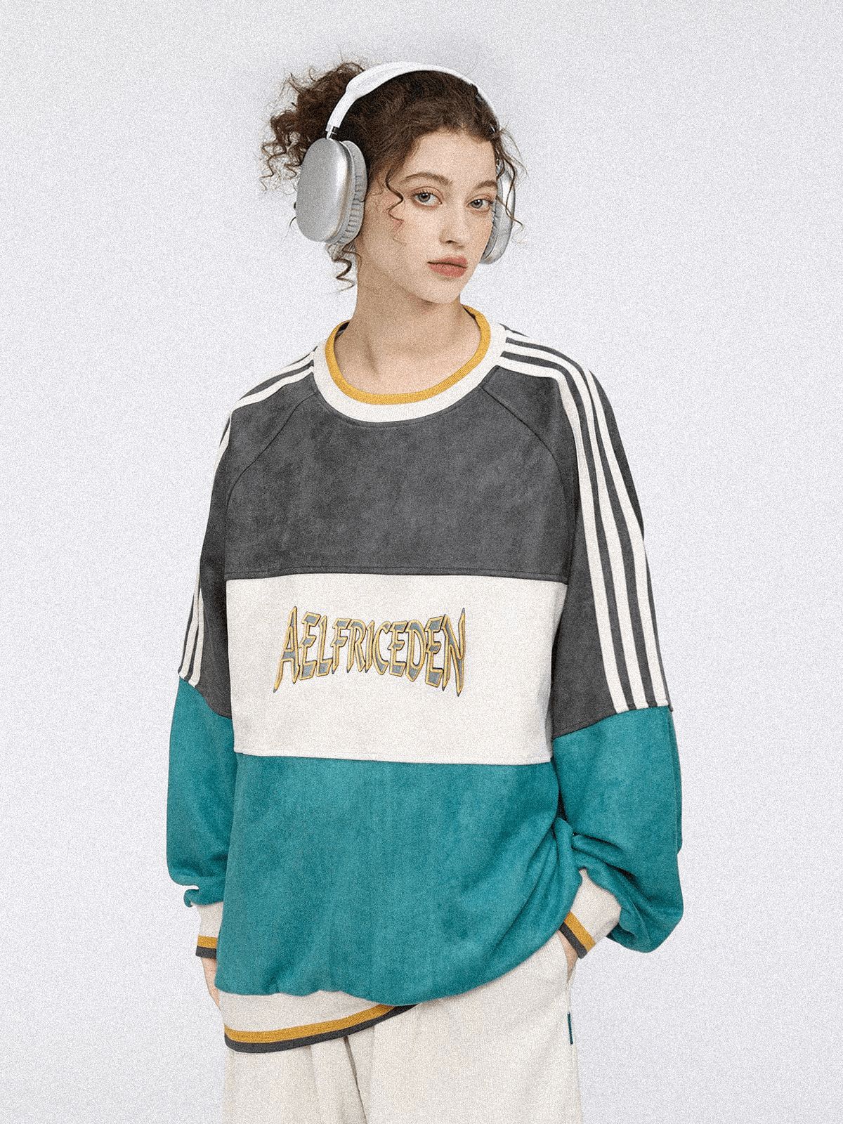 Aelfric Eden Contrast Panel Embroidered Sweatshirt sold by Aelfric Eden product image thumbnail 3