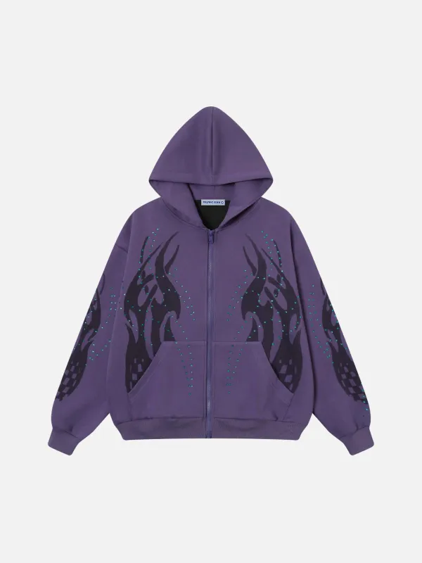 Aelfric Eden Calaite Flame Print Zip Up Hoodie sold by Aelfric Eden