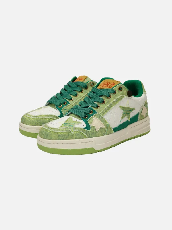 Starry Climb Vintage Denim Patchwork Skate Shoes | Parallel