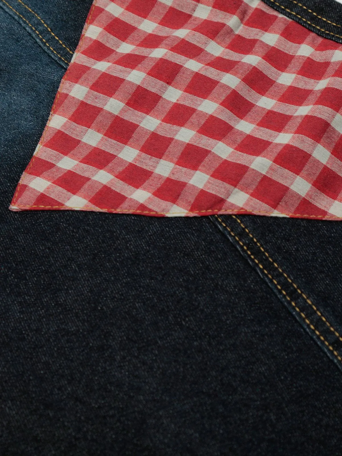 Aelfric Eden Plaid Patchwork Baggy Barrel Jeans sold by Aelfric Eden product image thumbnail 4