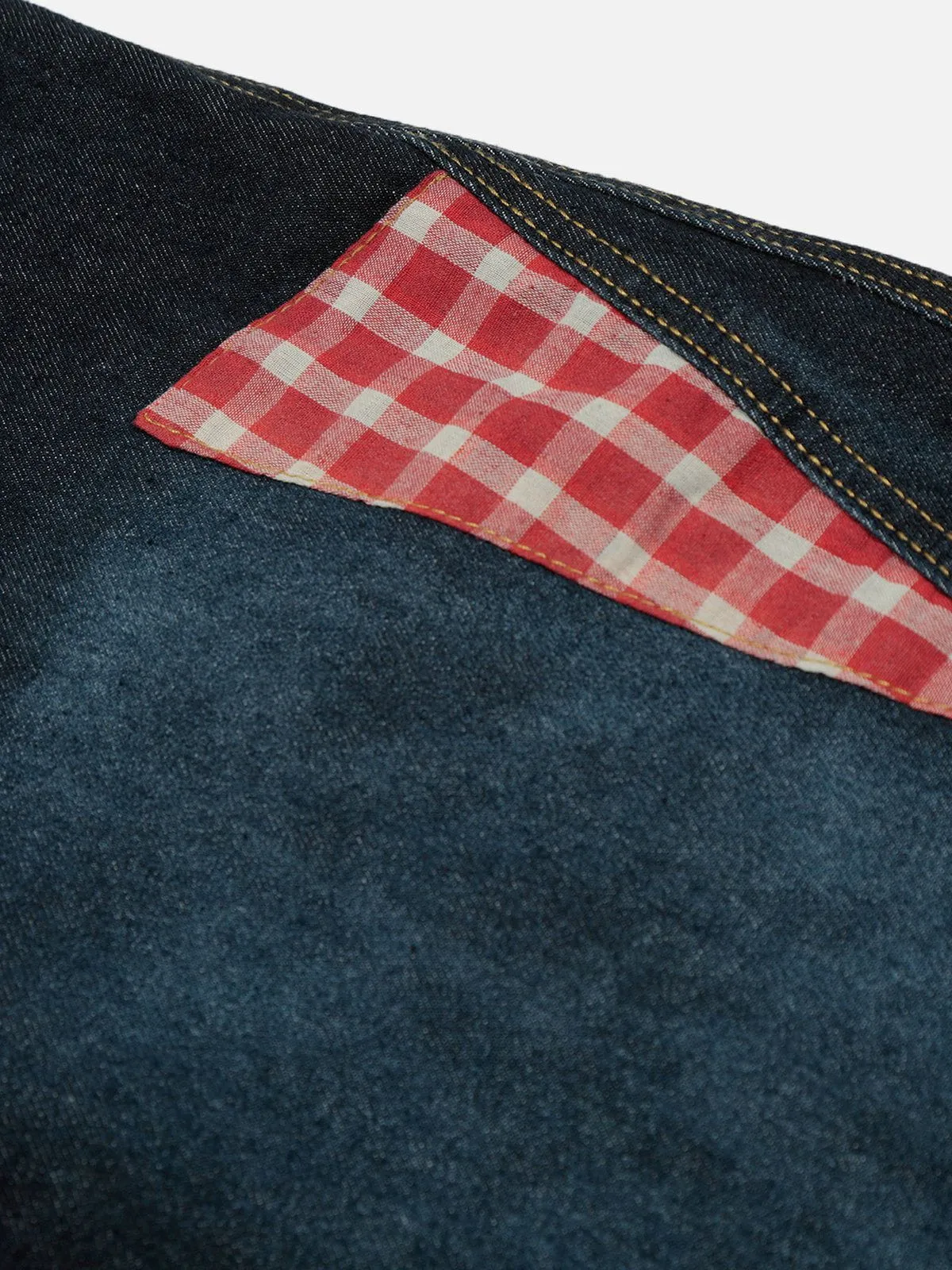 Aelfric Eden Plaid Patchwork Baggy Barrel Jeans sold by Aelfric Eden product image thumbnail 5