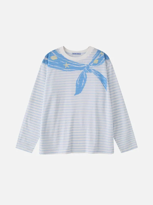 Aelfric Eden Navy Collar Graffiti Print Long Sleeve Tee made by Aelfric Eden