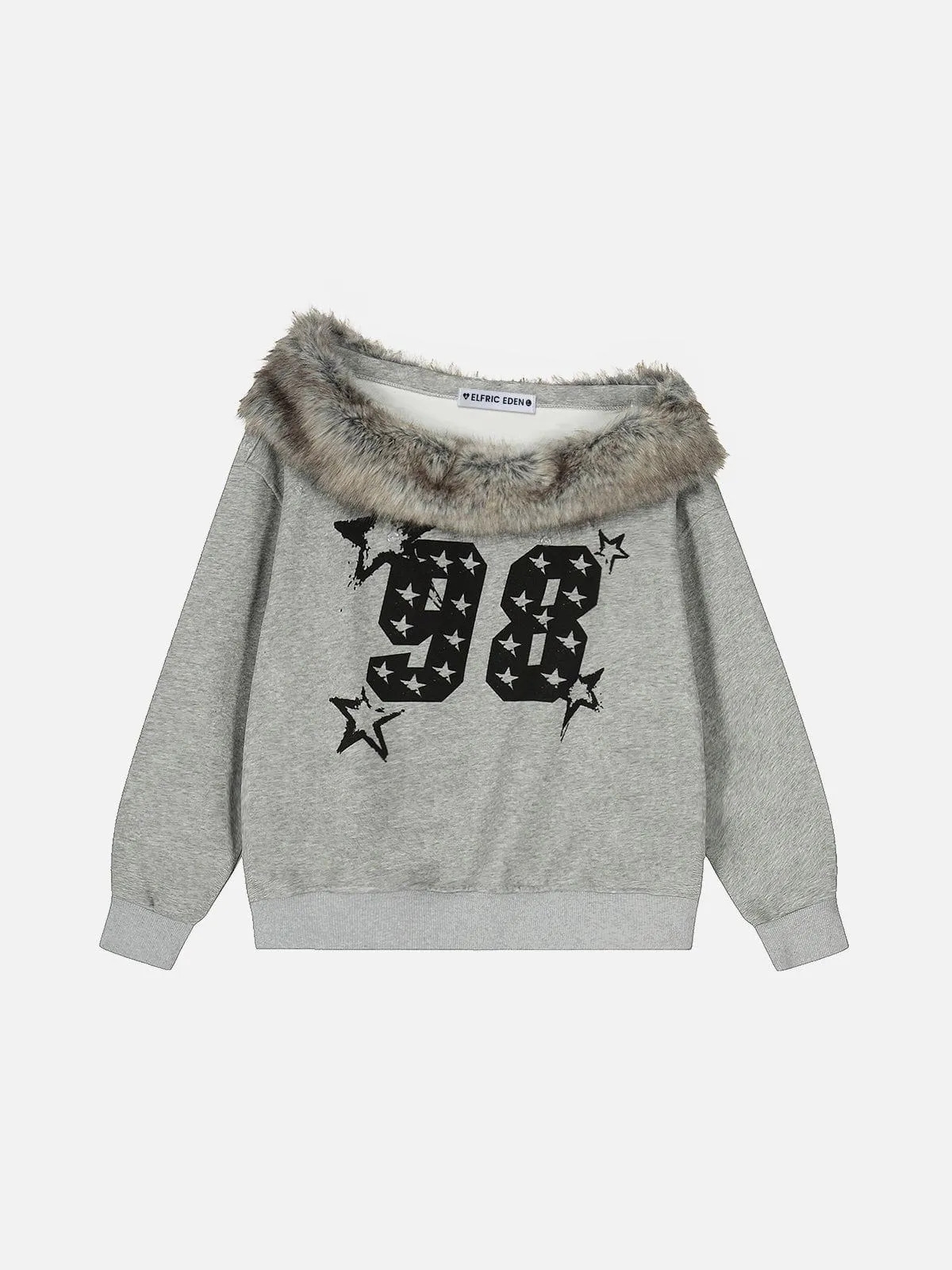 Aelfric Eden Faux Fur Collar Off-The-Shoulder Sweatshirt sold by Aelfric Eden