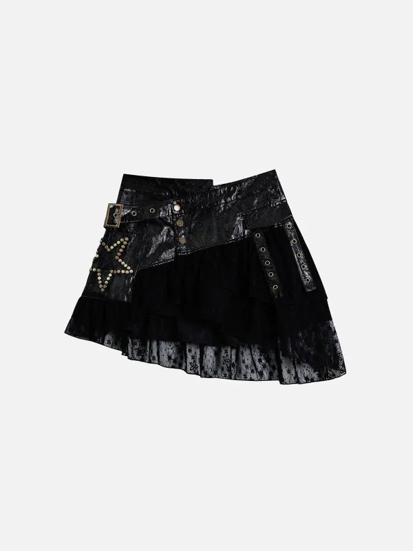 Aelfric Eden Rivet Star Faux Leather Skirt sold by Aelfric Eden