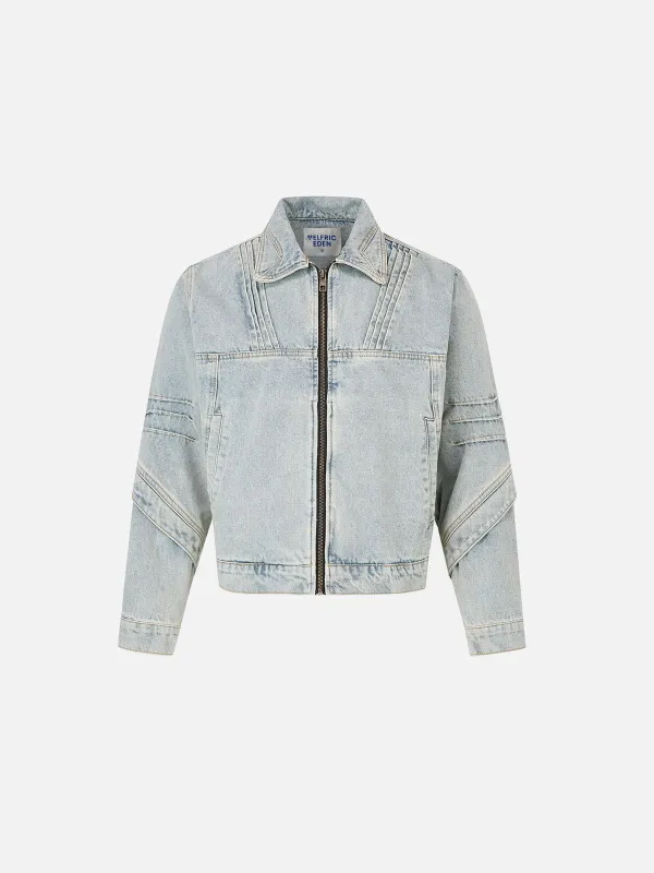 Aelfric Eden Pleated Washed Boxy Denim Jacket sold by Aelfric Eden