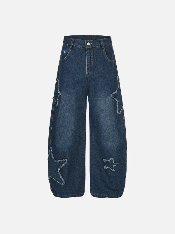 Aelfric Eden Applique Star Baggy Barrel Jeans made by Aelfric Eden