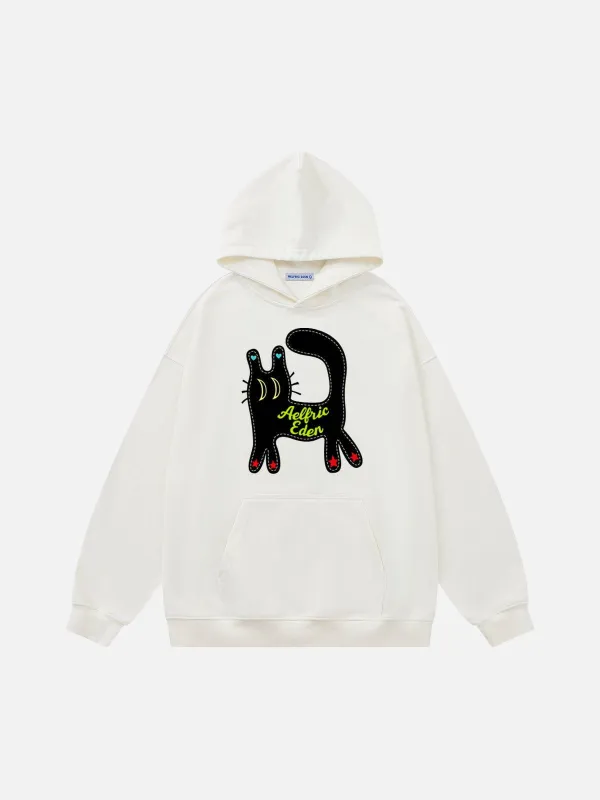 Aelfric Eden Cartoon Cat Pullover Hoodie sold by Aelfric Eden