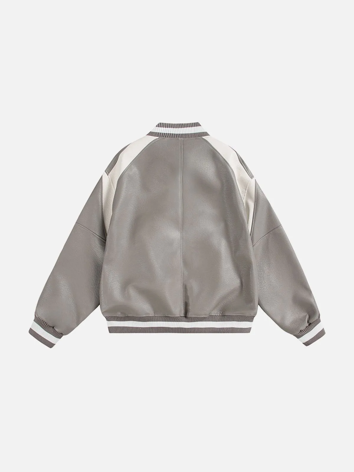 Aelfric Eden Color Blocking Faux Leather Varsity Jacket sold by Aelfric Eden product image thumbnail 3