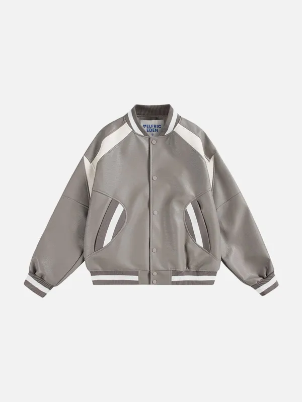 Aelfric Eden Color Blocking Faux Leather Varsity Jacket sold by Aelfric Eden