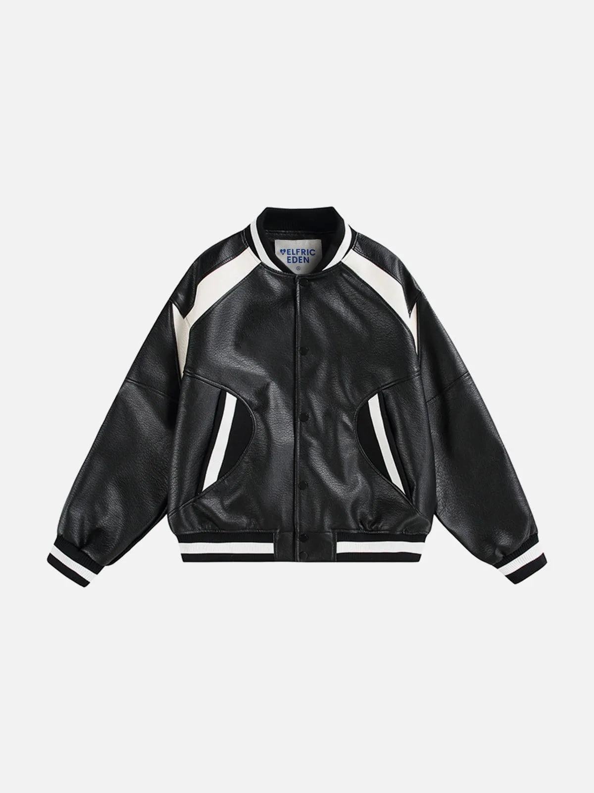 Aelfric Eden Color Blocking Faux Leather Varsity Jacket sold by Aelfric Eden product image thumbnail 2