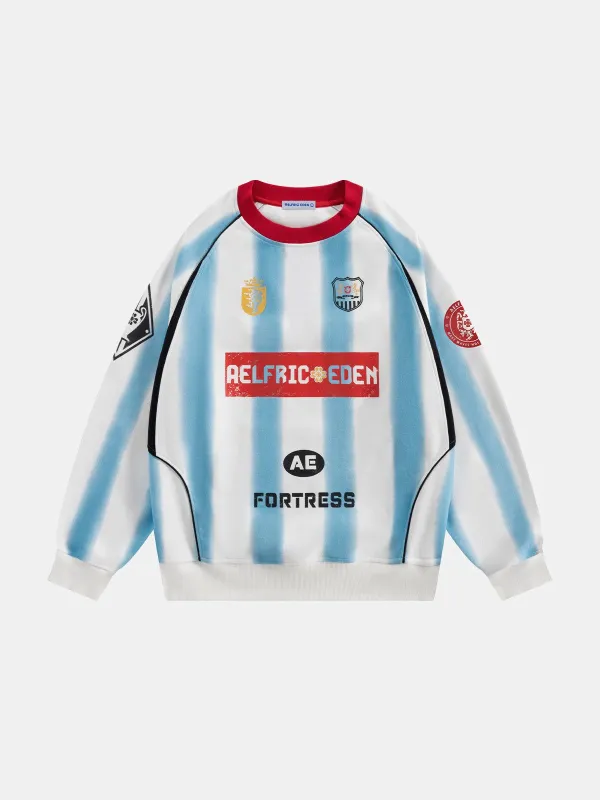 Aelfric Eden 77 Stripe Patchwork Print Sweatshirt sold by Aelfric Eden