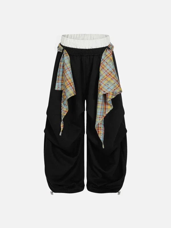 Aelfric Eden Layered Plaid Double Waist Super Baaggy Barrel Sweatpants sold by Aelfric Eden