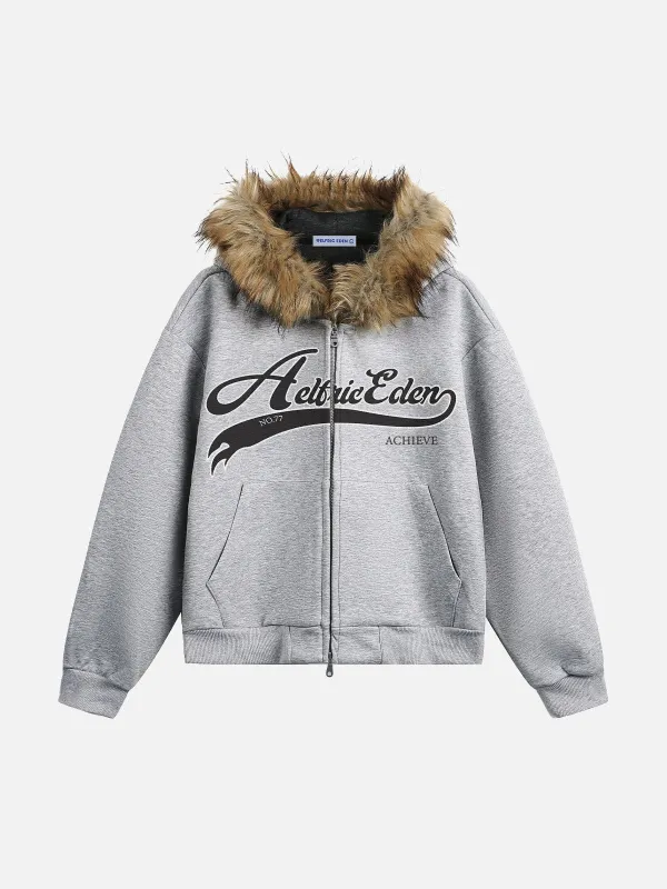 Aelfric Eden Boxy Faux Fur Collar Hoodie sold by Aelfric Eden