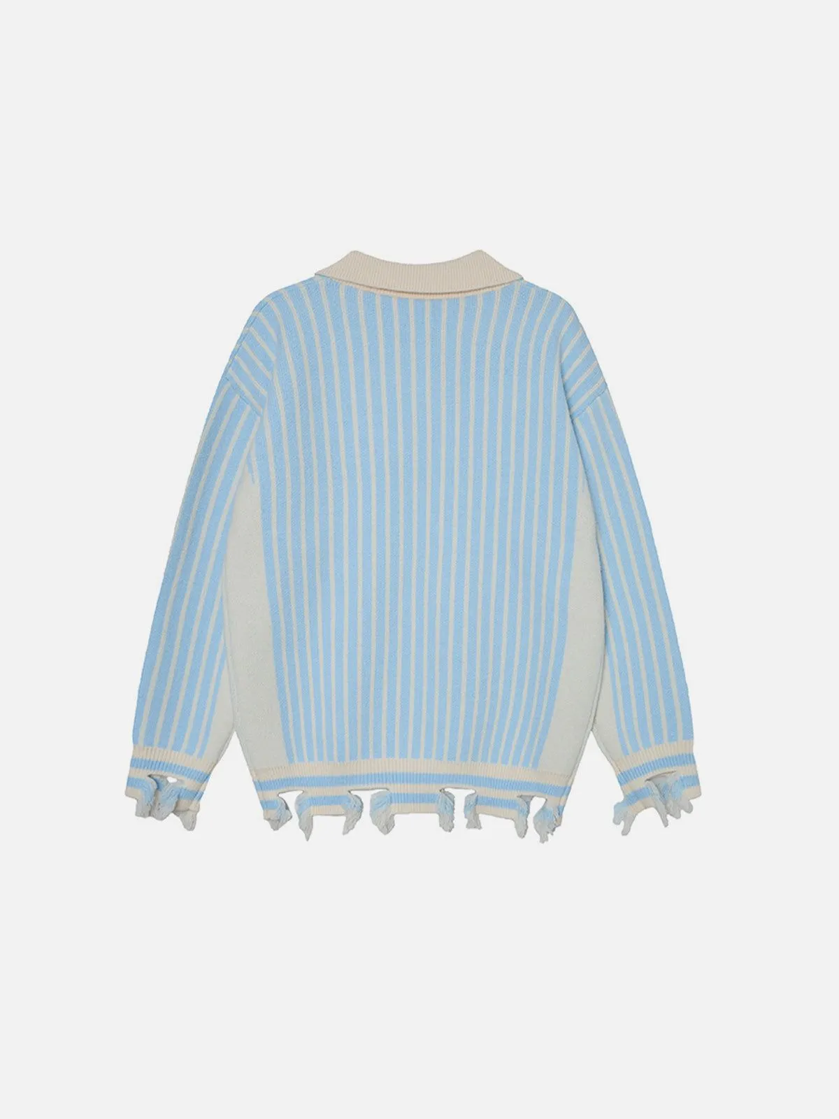 Aelfric Eden 77 Graphic Stripe Distressed Polo Sweater sold by Aelfric Eden product image thumbnail 2