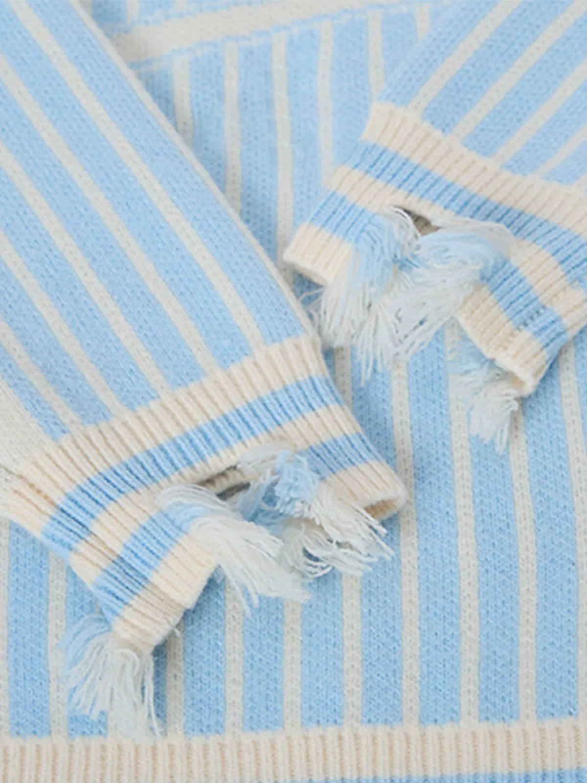 Aelfric Eden 77 Graphic Stripe Distressed Polo Sweater sold by Aelfric Eden product image thumbnail 3