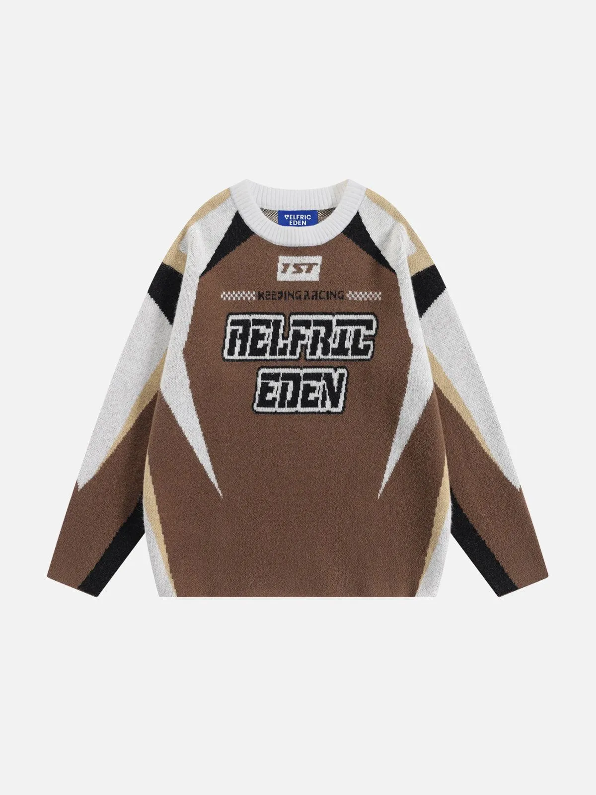 Aelfric Eden Racing Patchwork Jacquard Sweater sold by Aelfric Eden