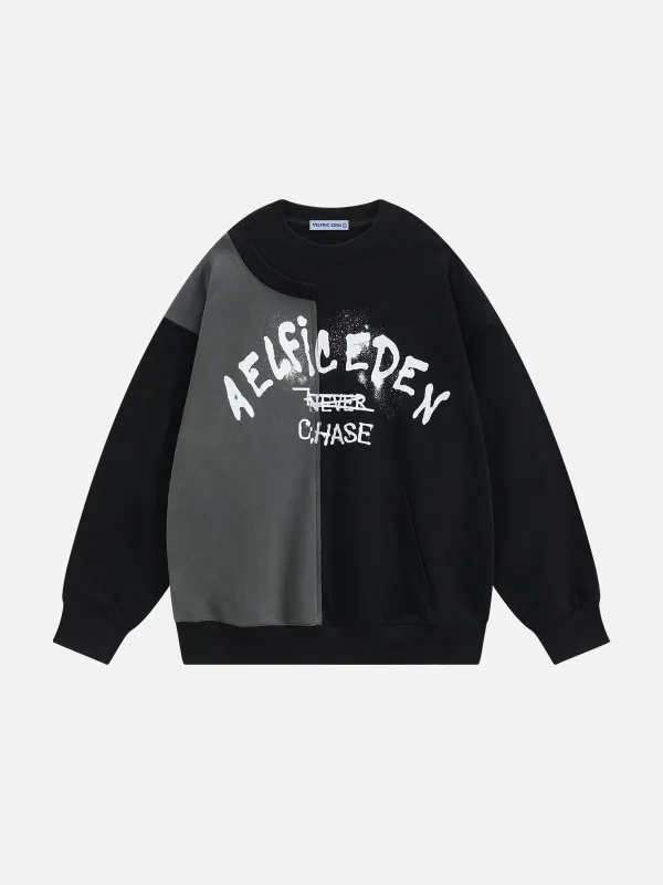 Aelfric Eden Asymmetric Graffiti Patchwork Sweatshirt sold by Aelfric Eden