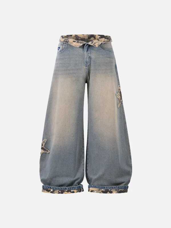 Aelfric Eden CAMO Star Cuffed Baggy Jeans sold by Aelfric Eden