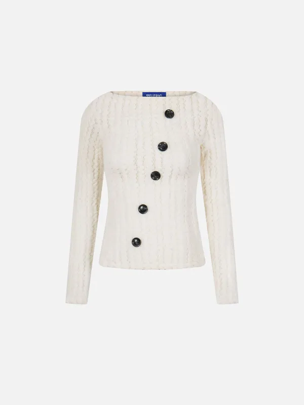 Aelfric Eden Slant Button Off-The-Shoulder Sweater sold by Aelfric Eden