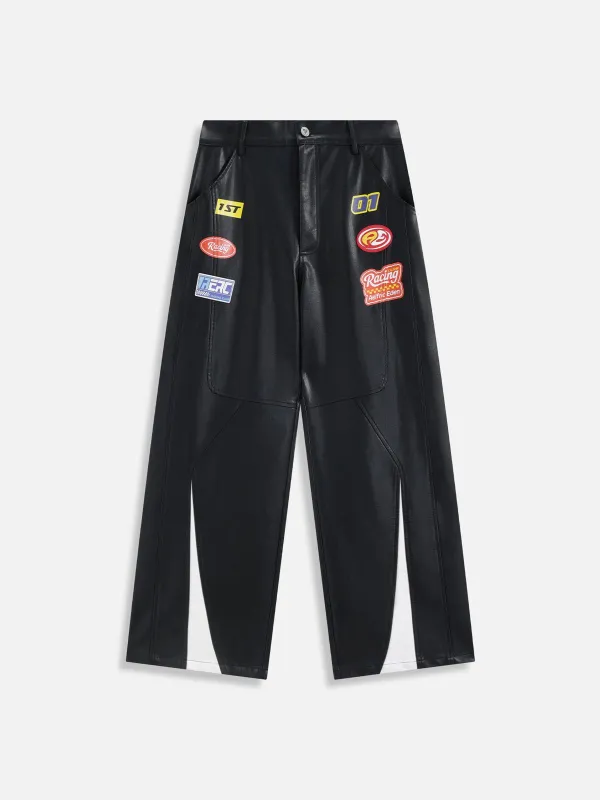 Aelfric Eden Racing Logo Patches Faux Leather Pants sold by Aelfric Eden