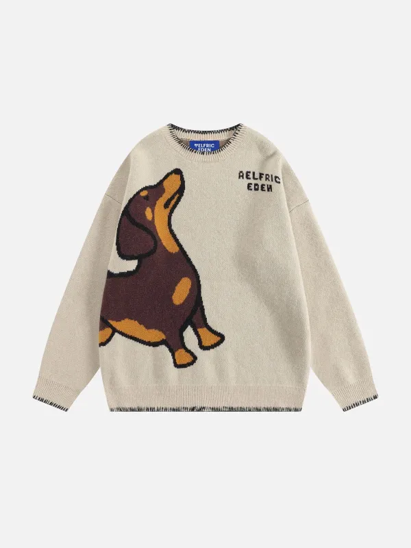 Aelfric Eden Hand Drawn Dachshund Jacquard Sweater sold by Aelfric Eden