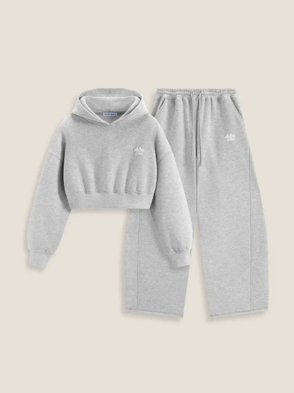 Cloud Essential Fleece Cropped Pullover Hoodie Set sold by Aelfric Eden