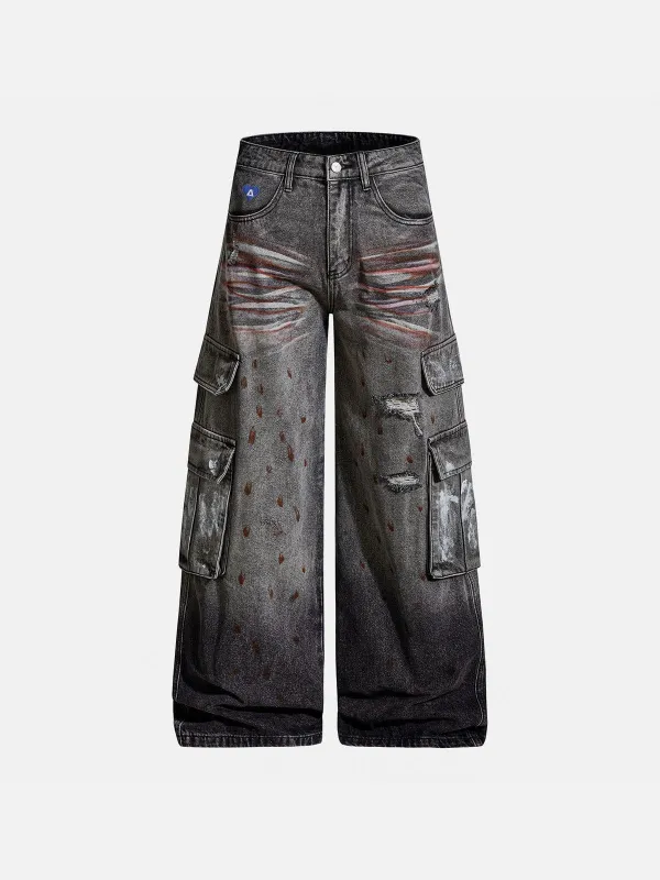 Aelfric Eden Washed Whiskering Multi Pocket Baggy Jeans sold by Aelfric Eden