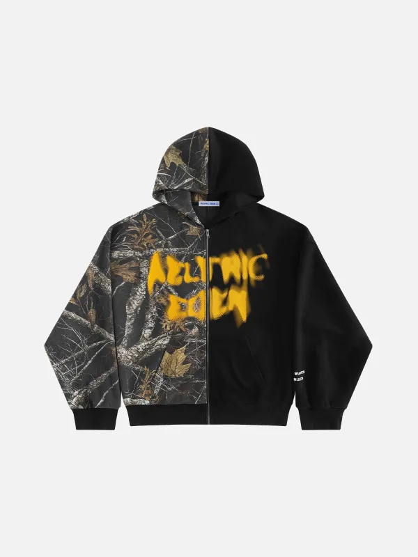 Aelfric Eden Leaf CAMO Graffiti Patchwork Zip Up Hoodie sold by Aelfric Eden
