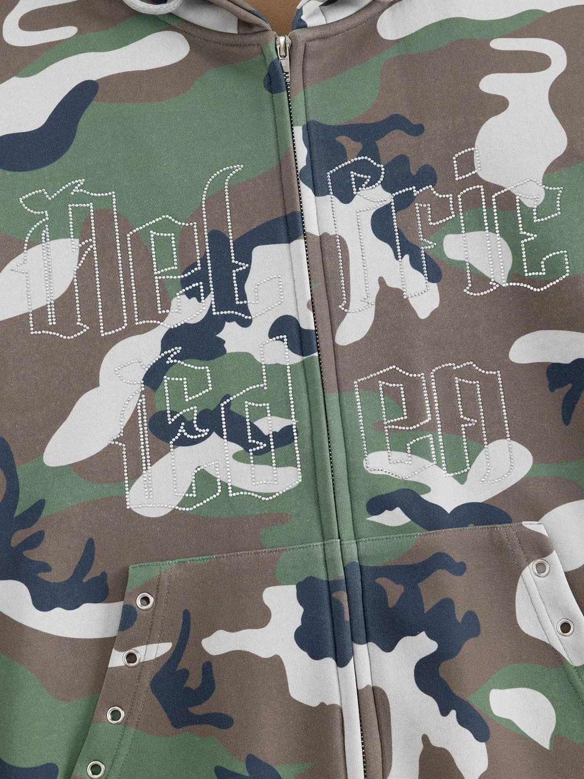 Aelfric Eden CAMO Rhinestone Zip Up Hoodie sold by Aelfric Eden product image thumbnail 4