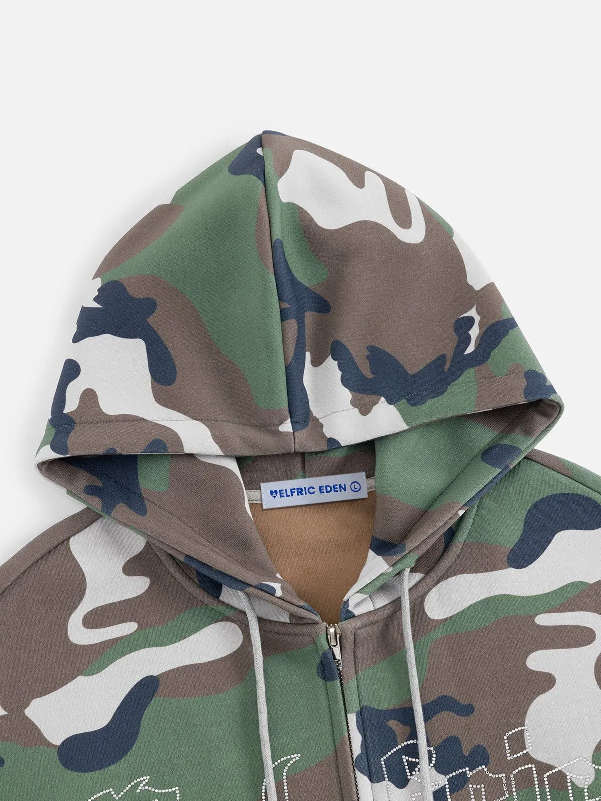 Aelfric Eden CAMO Rhinestone Zip Up Hoodie sold by Aelfric Eden product image thumbnail 3