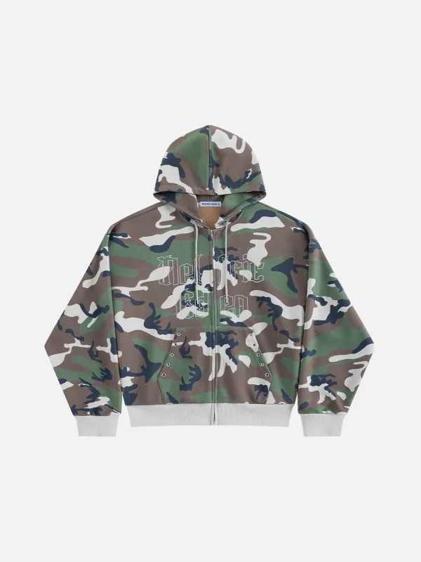 Aelfric Eden CAMO Rhinestone Zip Up Hoodie sold by Aelfric Eden
