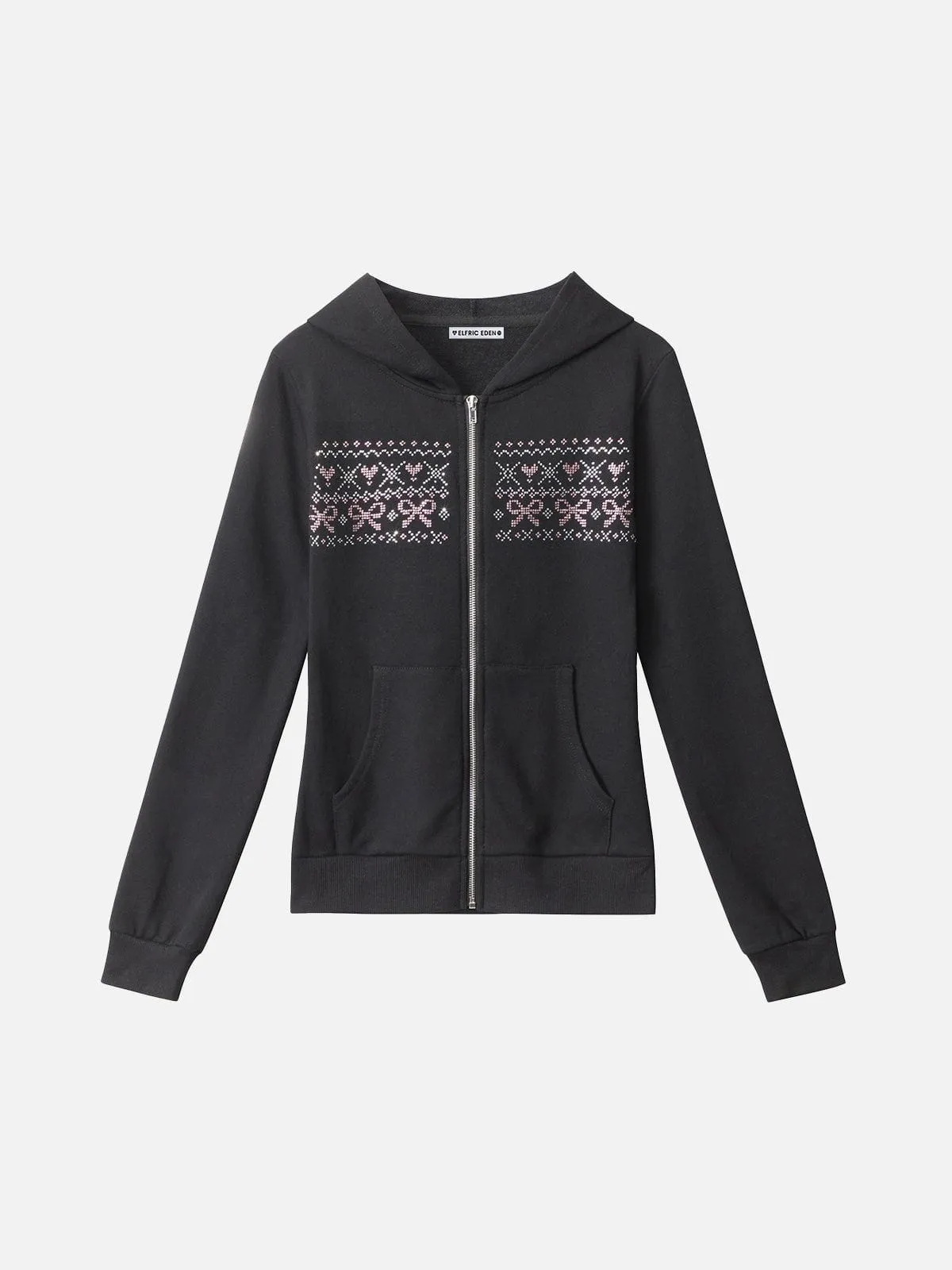 Aelfric Eden Rhinestone Fair Isle Zip Up Hoodie sold by Aelfric Eden product image thumbnail 2