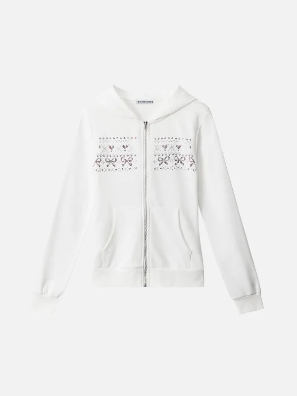 Aelfric Eden Rhinestone Fair Isle Zip Up Hoodie made by Aelfric Eden