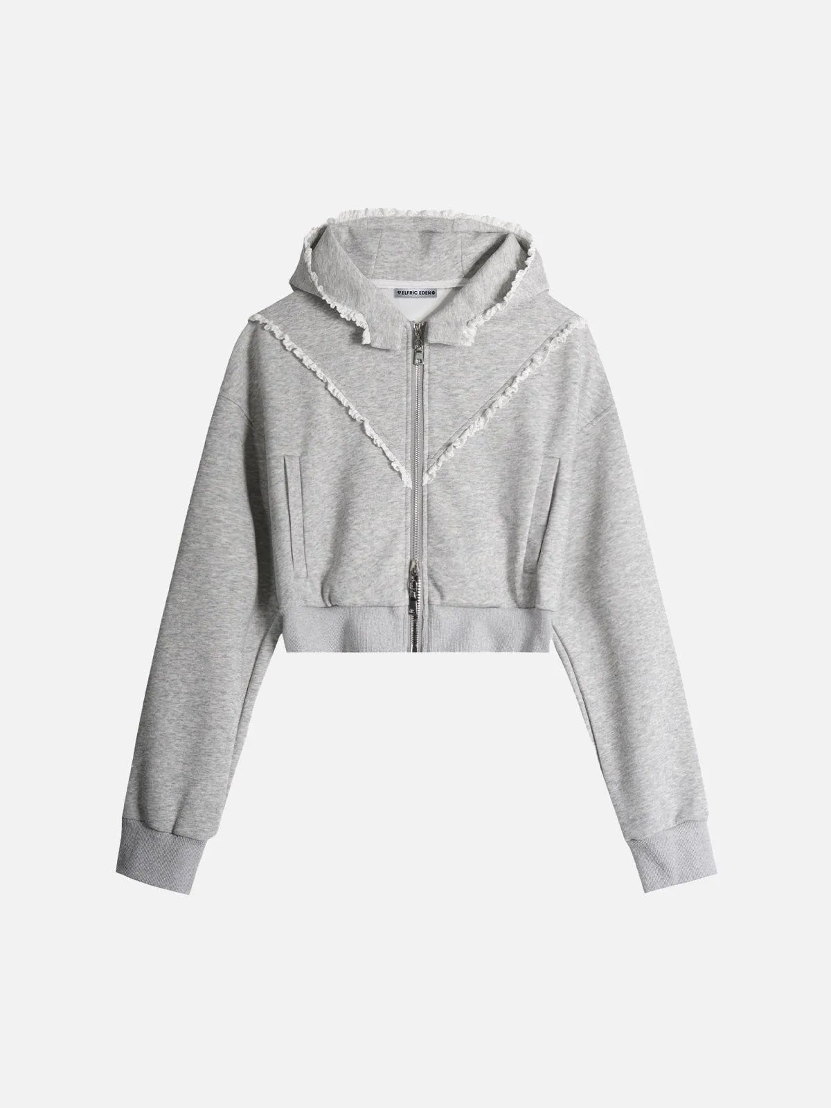Aelfric Eden Ruffle Trim Cropped Zip Up Hoodie sold by Aelfric Eden product image thumbnail 2