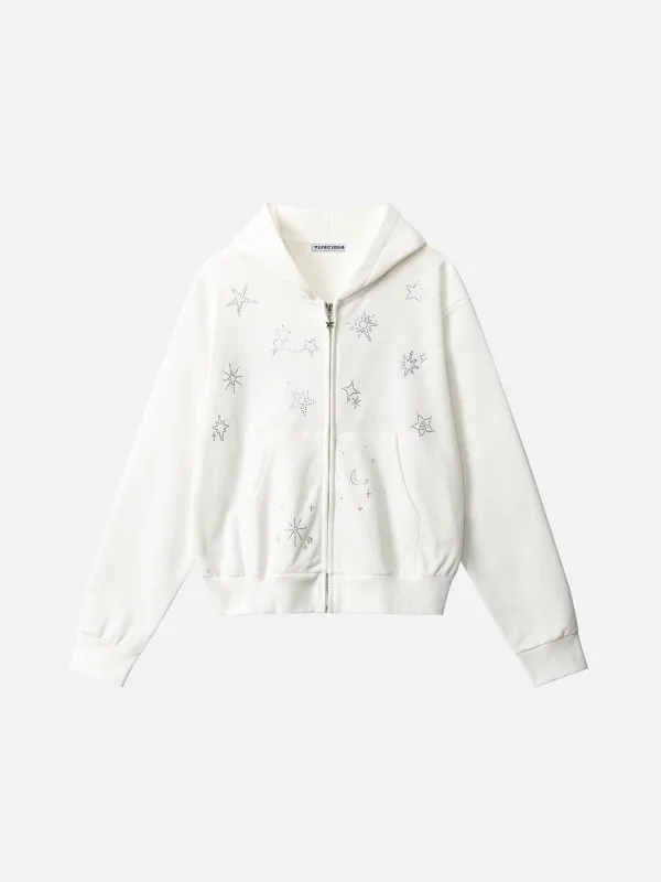 Aelfric Eden Rhinestone Star Zip Up Hoodie sold by Aelfric Eden