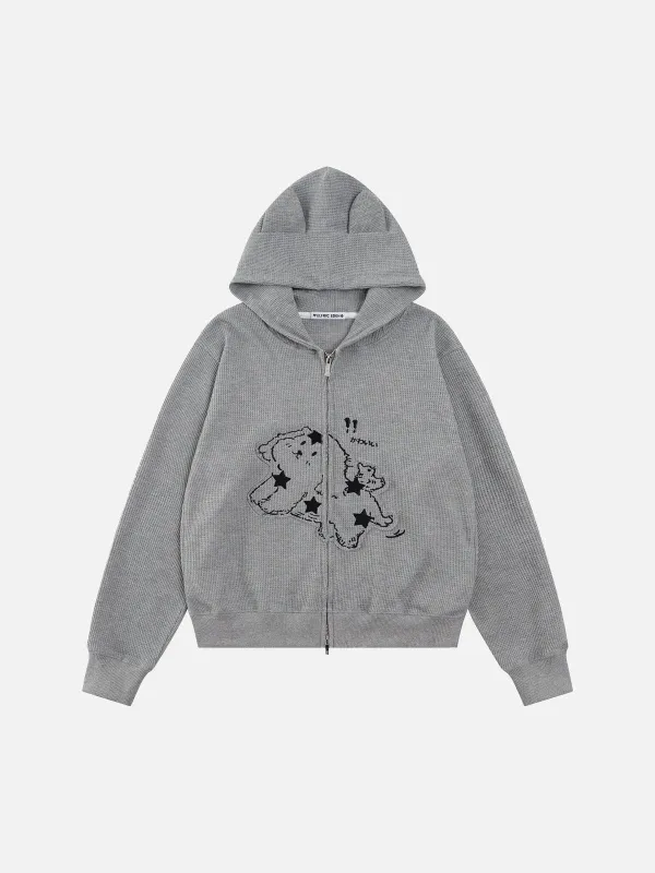 Aelfric Eden Towel Cat Waffle Zip Up Hoodie sold by Aelfric Eden