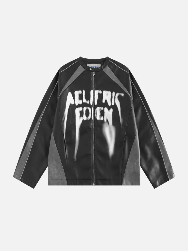 Aelfric Eden Graffiti Zip Up Faux Leather Jacket sold by Aelfric Eden
