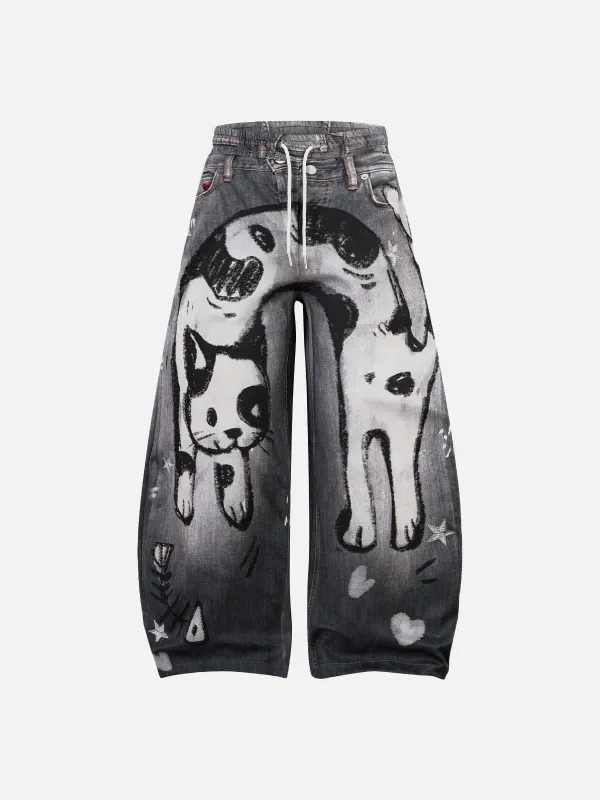 Aelfric Eden Graffiti Cat Baggy Barrel Sweatpants sold by Aelfric Eden