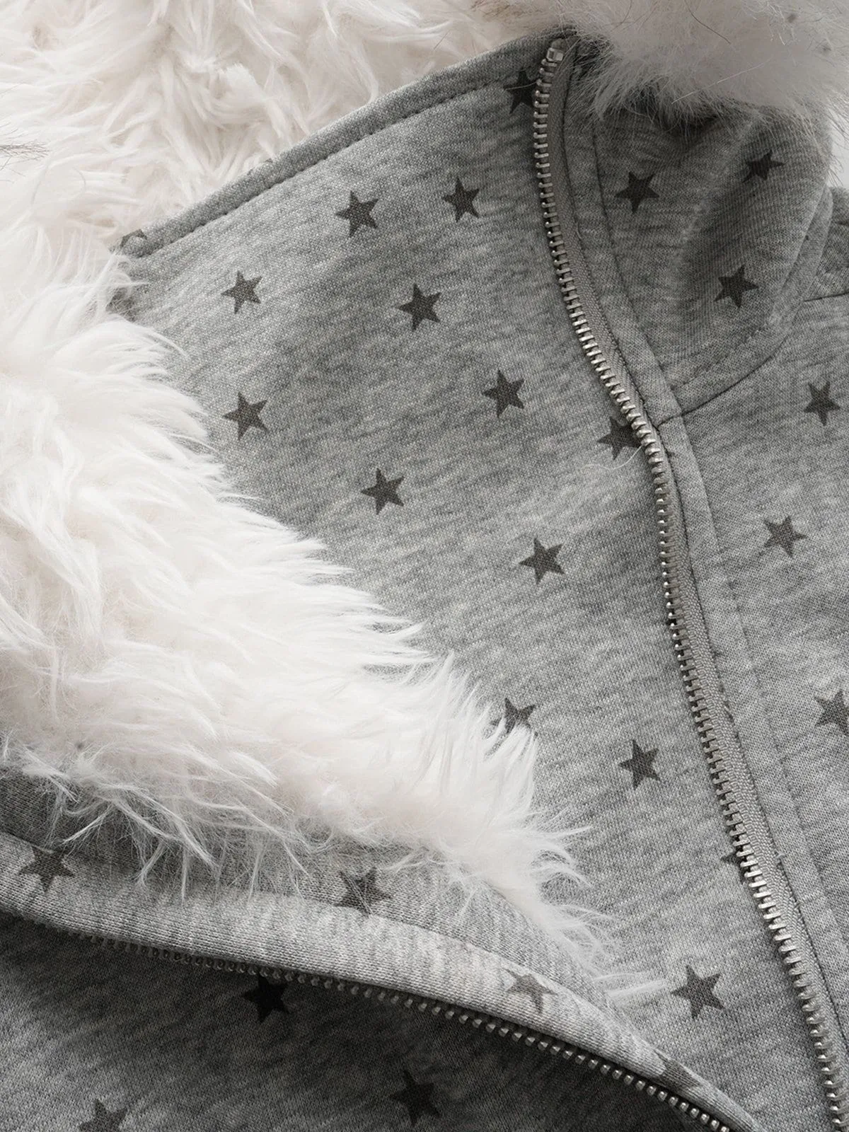 Aelfric Eden Cropped Faux Fur Collar Zip Up Hoodie sold by Aelfric Eden product image thumbnail 3