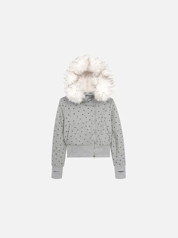 Aelfric Eden Cropped Faux Fur Collar Zip Up Hoodie sold by Aelfric Eden