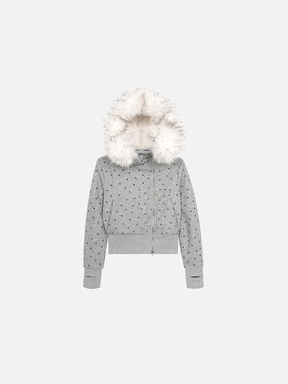 Aelfric Eden Cropped Faux Fur Collar Zip Up Hoodie sold by Aelfric Eden