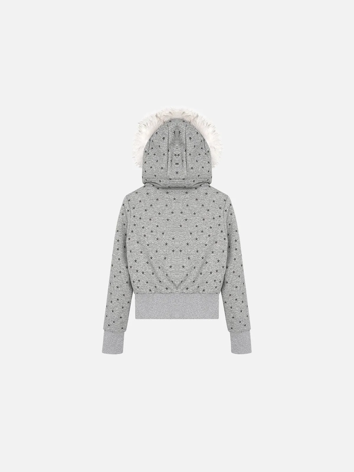 Aelfric Eden Cropped Faux Fur Collar Zip Up Hoodie sold by Aelfric Eden product image thumbnail 2