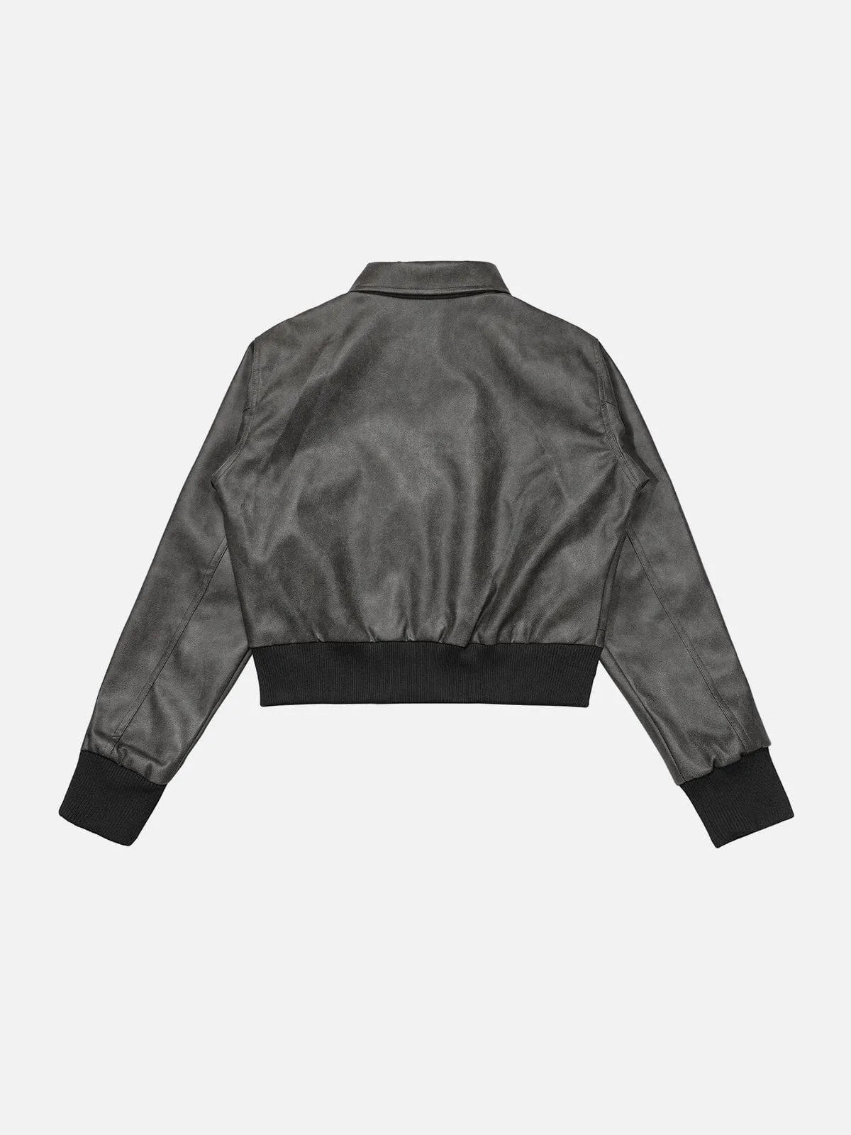 Aelfric Eden Metal Button Cropped Faux Leather Jacket sold by Aelfric Eden product image thumbnail 3