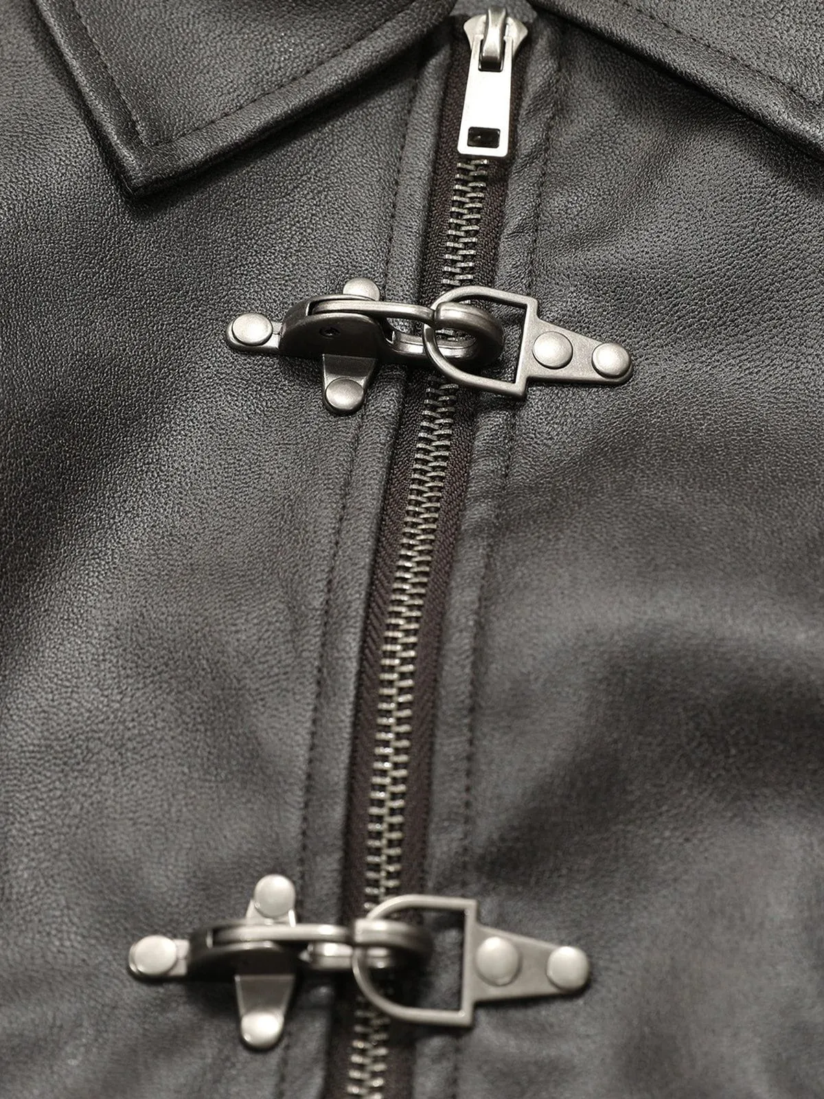 Aelfric Eden Metal Button Cropped Faux Leather Jacket sold by Aelfric Eden product image thumbnail 4