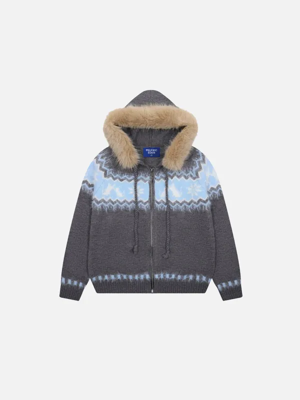 Aelfric Eden Fair Isle Faux Fur Collar Cardigan sold by Aelfric Eden