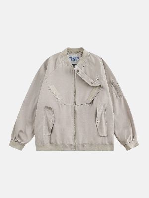 [US Only] Aelfric Eden Irregular Solid Color Bomber Jacket sold by Aelfric Eden