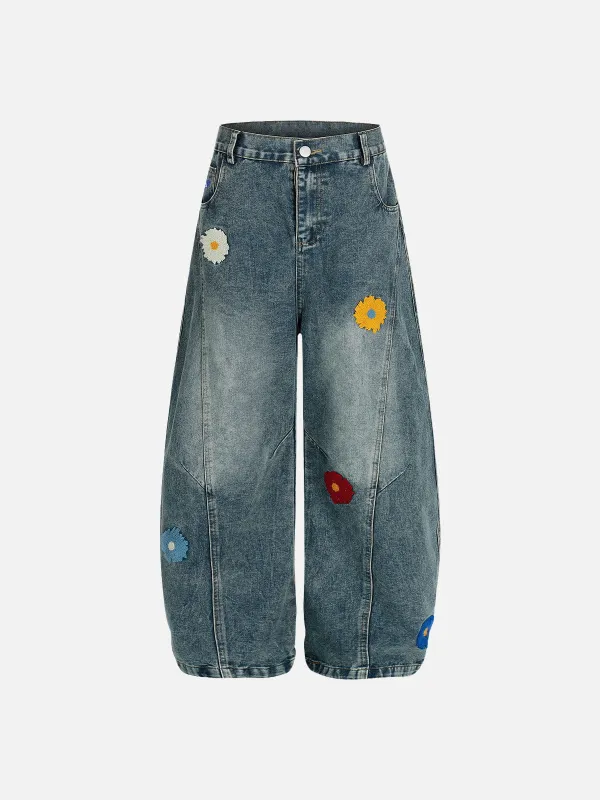 Aelfric Eden Floral Embroidery Baggy Barrel Jeans sold by Aelfric Eden